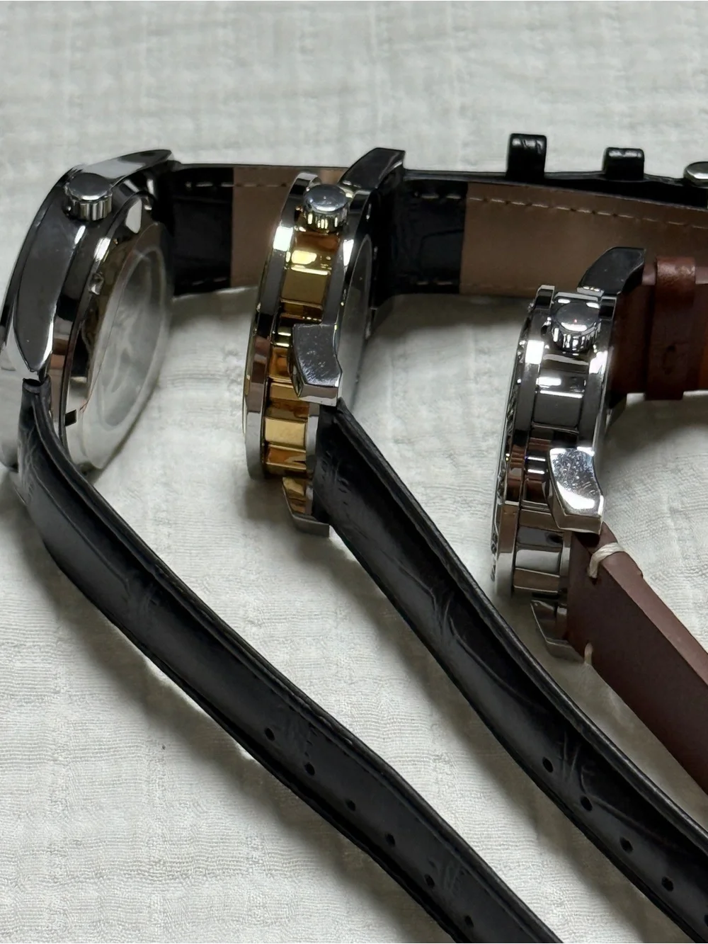 Men's Leather Strap Watch - Black & Brown Options